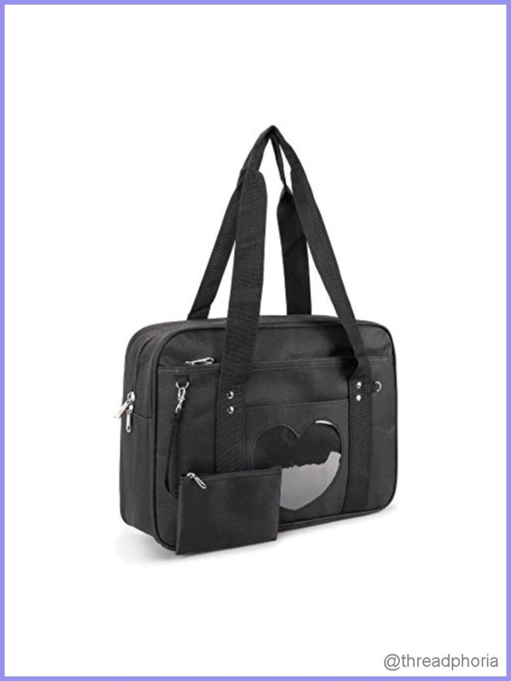 Kawaii Ita Bag Large Tote Anime Shoulder Purse with Clear Heart Window